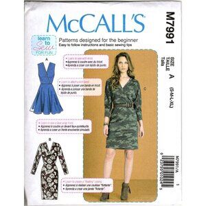McCall's M7991 Misses S to XL Faux Wrap Dresses Uncut Sewing Pattern